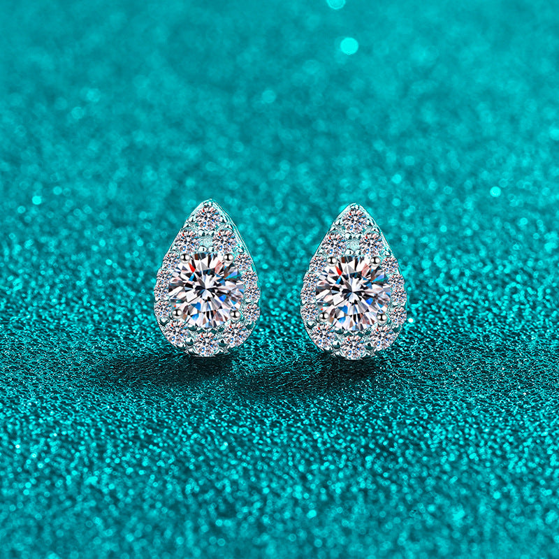 Round cut Moissanite Earrings in 925 Sterling Silver 1ct
