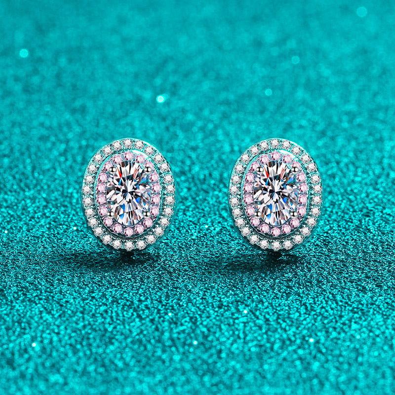 Oval cut Moissanite Earrings in 925 Sterling Silver 1ct