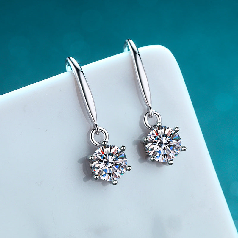 Round cut Moissanite Earrings in 925 Sterling Silver 1ct 2ct