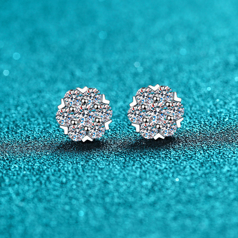 Round cut Moissanite Earrings in 925 Sterling Silver 0.48ct 1.6ct