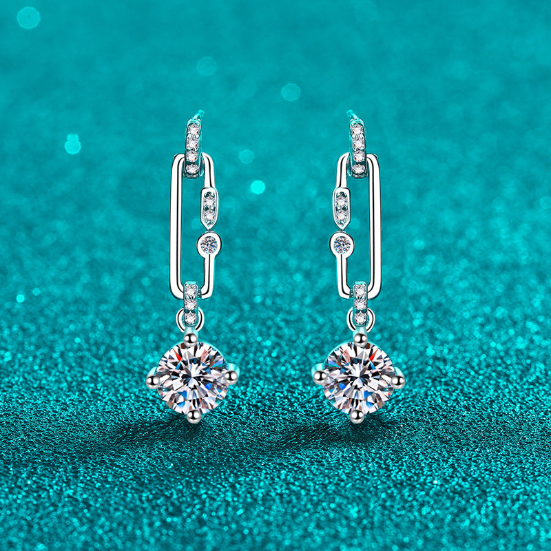 Round cut Moissanite Earrings in 925 Sterling Silver 1ct 2ct