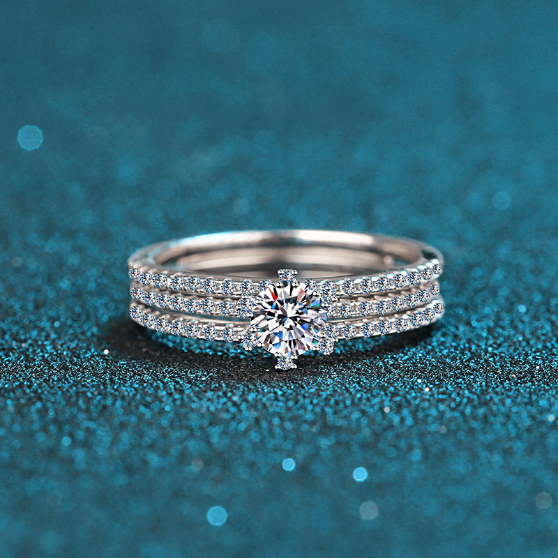 Moissanite Ring in 925 Sterling Silver 0.5ct 1ct