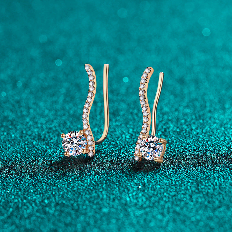 Round cut Moissanite Earrings in 925 Sterling Silver 1ct