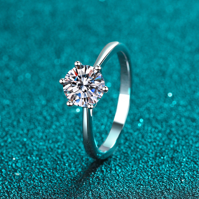 Round cut Moissanite Ring in 925 Sterling Silver 0.3ct 0.5ct 1ct 2ct
