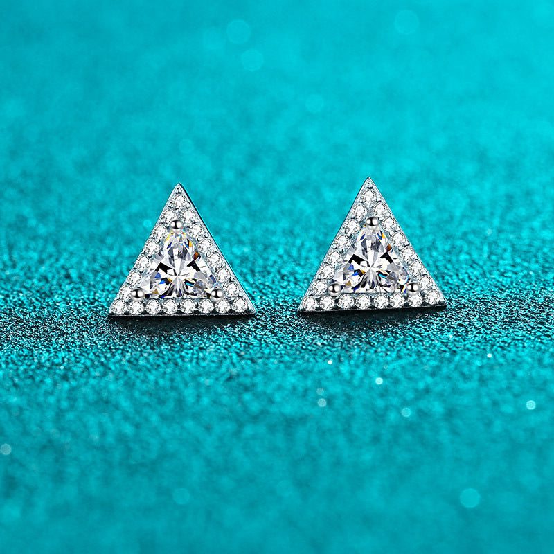 Triangle cut Moissanite Earrings in 925 Sterling Silver 1ct