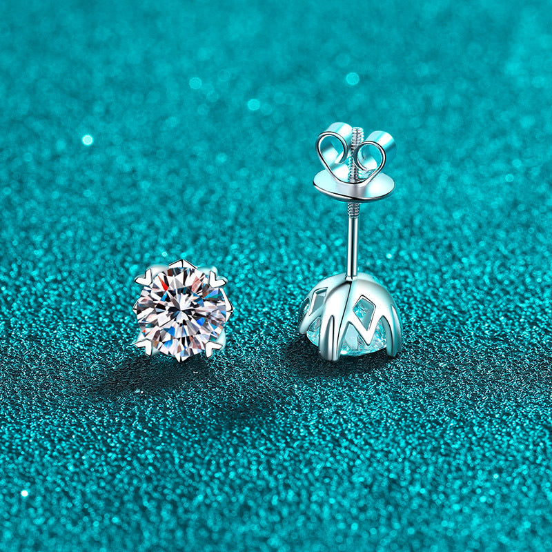 Round cut Moissanite Earrings in 925 Sterling Silver 0.6ct 1ct 2ct 4ct