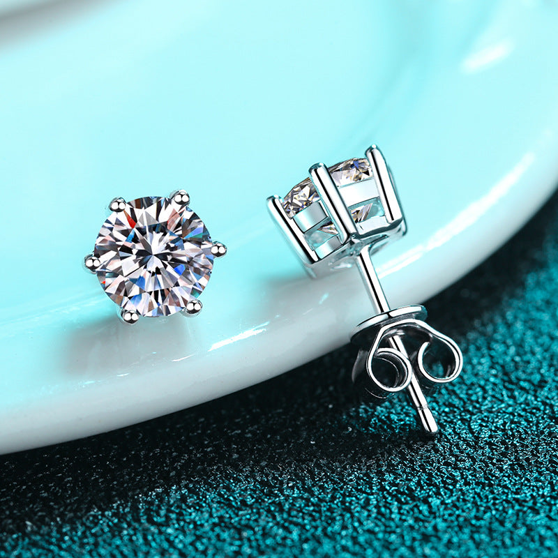 Round cut Moissanite Earrings in 925 Sterling Silver 0.4ct 0.6ct 1ct 1.6ct 2ct 4ct