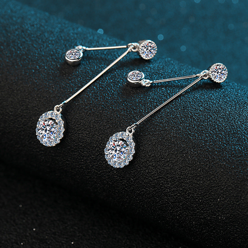 Round cut Moissanite Earrings in 925 Sterling Silver 1ct