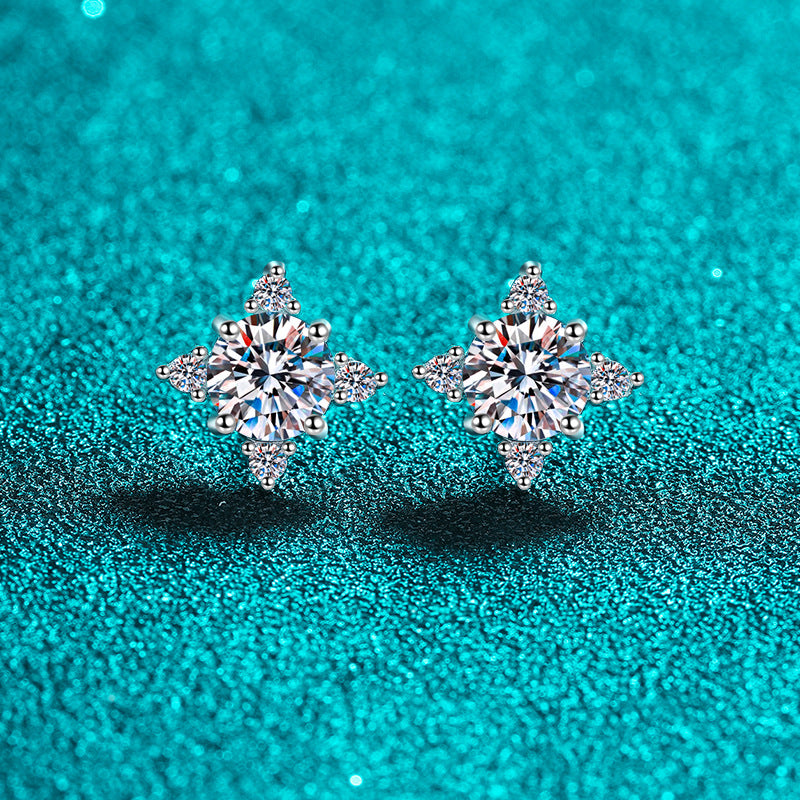 Round cut Moissanite Earrings in 925 Sterling Silver 1ct 2ct