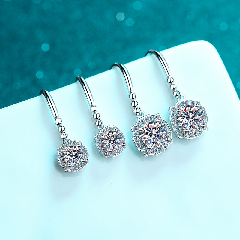 Round cut Moissanite Earrings in 925 Sterling Silver 1ct 2ct