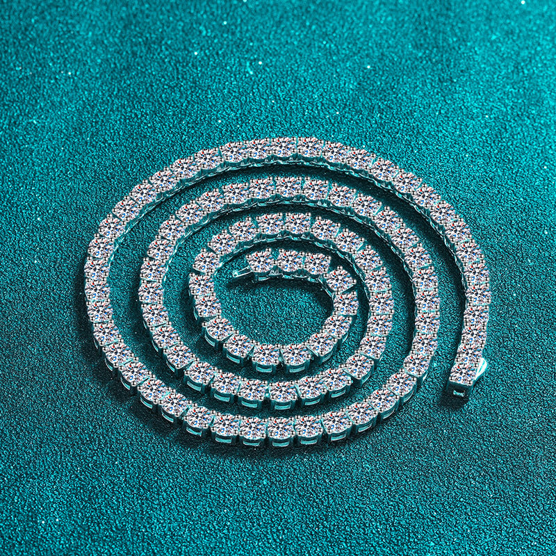 Moissanite Necklaces Tennis Chain in 925 Sterling Silver 12.7ct（40cm） 14.2ct（45cm） 15.9ct（50cm） 28.2ct（40cm） 31.8ct（45cm） 35.7ct（50cm）