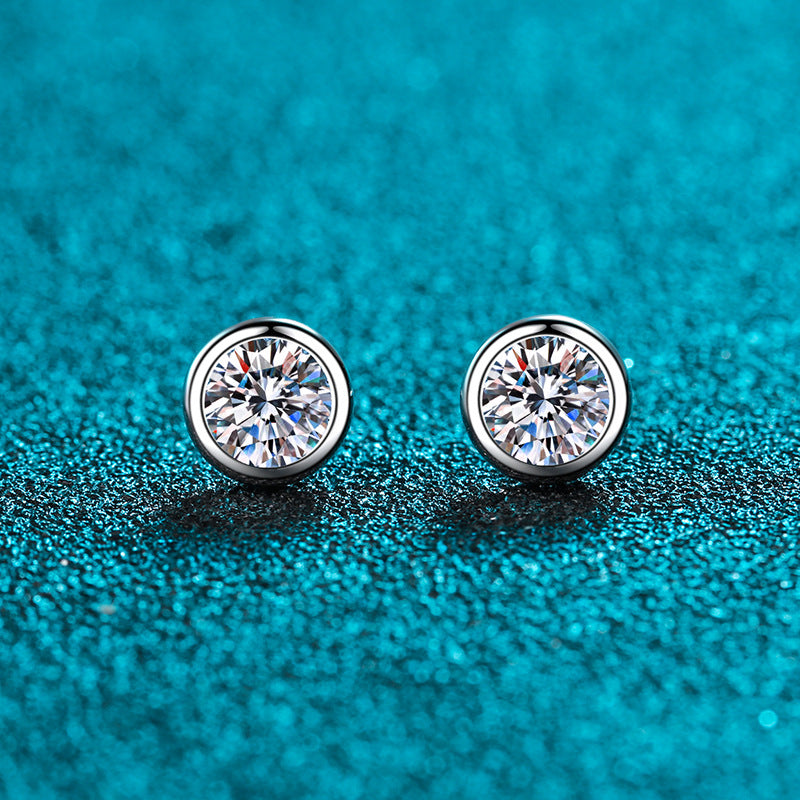 Round cut Moissanite Earrings in 925 Sterling Silver 0.6ct 1ct 2ct