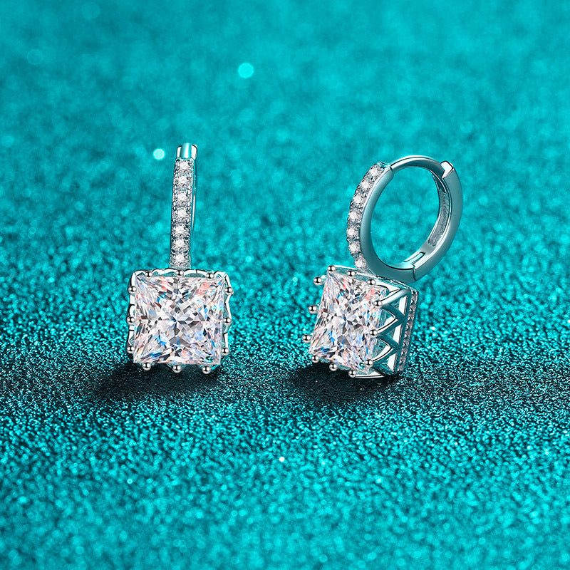 Princess cut Moissanite Earrings in 925 Sterling Silver 2ct 4ct