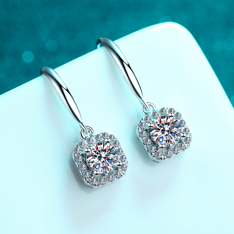 Round cut Moissanite Earrings in 925 Sterling Silver 1ct