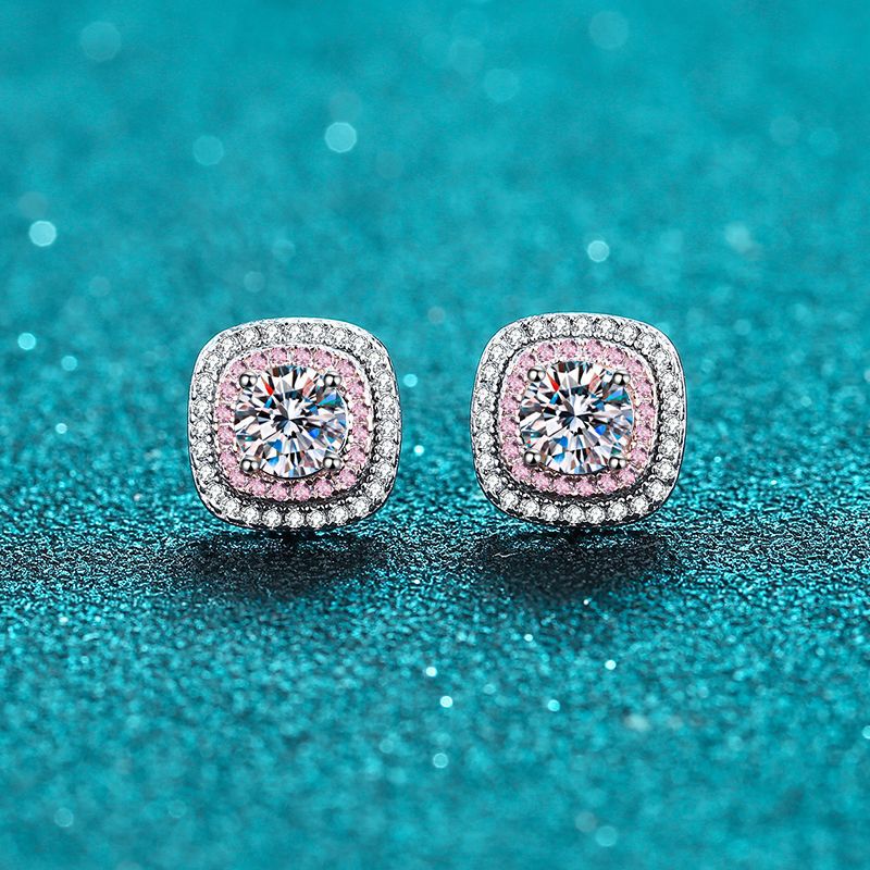 Round cut Moissanite Earrings in 925 Sterling Silver 1ct