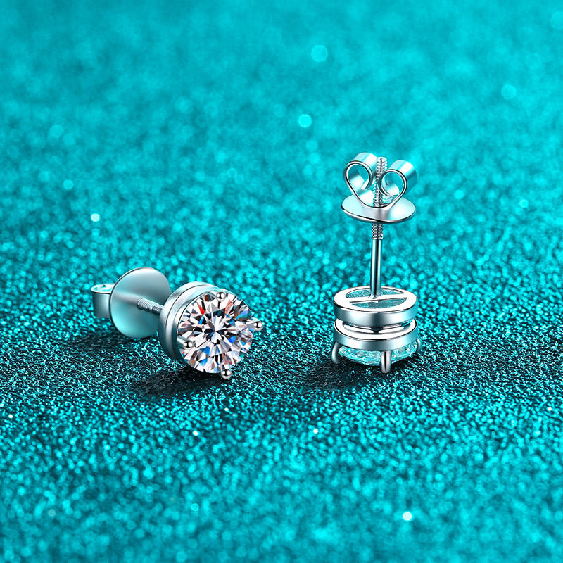 Round cut Moissanite Earrings in 925 Sterling Silver 0.6ct 1ct 2ct 4ct