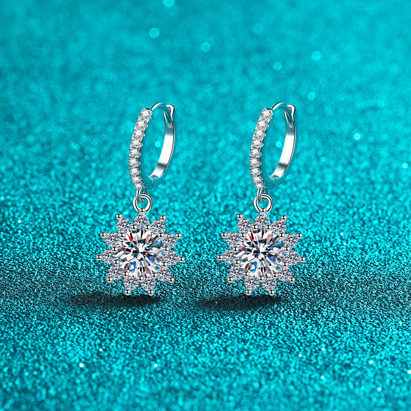 Round cut Moissanite Earrings in 925 Sterling Silver 1ct 2ct