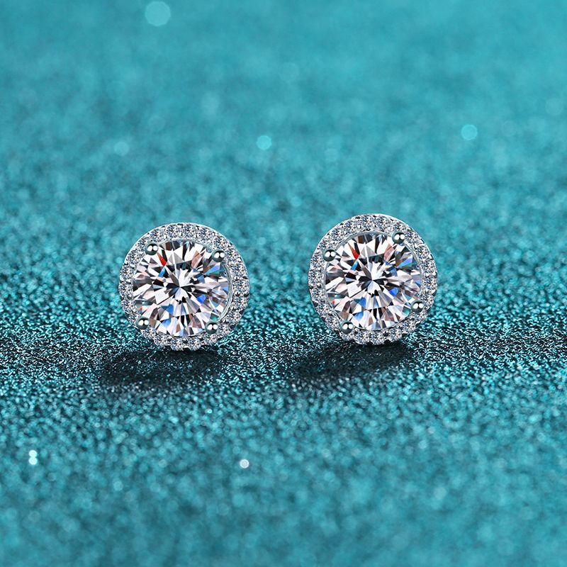 Round cut Moissanite Earrings in 925 Sterling Silver 1ct 2ct 4ct