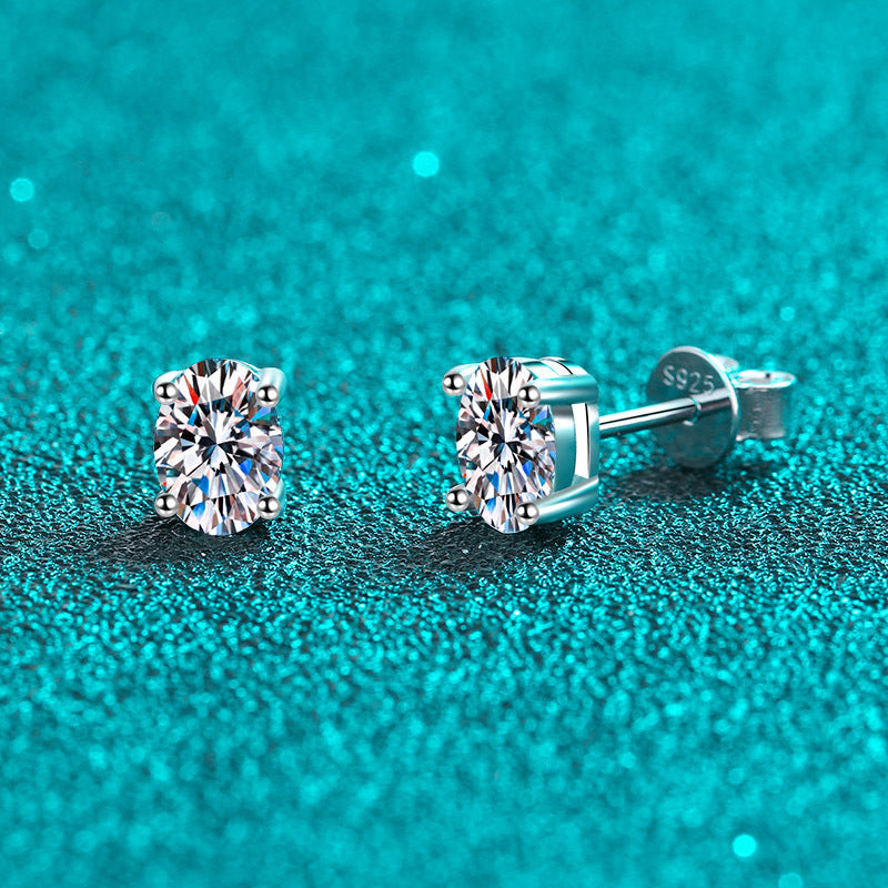 Oval cut Moissanite Earrings in 925 Sterling Silver 1ct 2ct 4ct