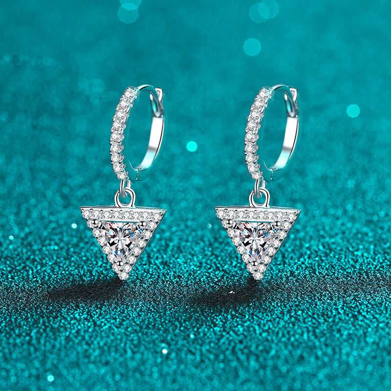 Triangle cut Moissanite Earrings in 925 Sterling Silver 1ct 2ct