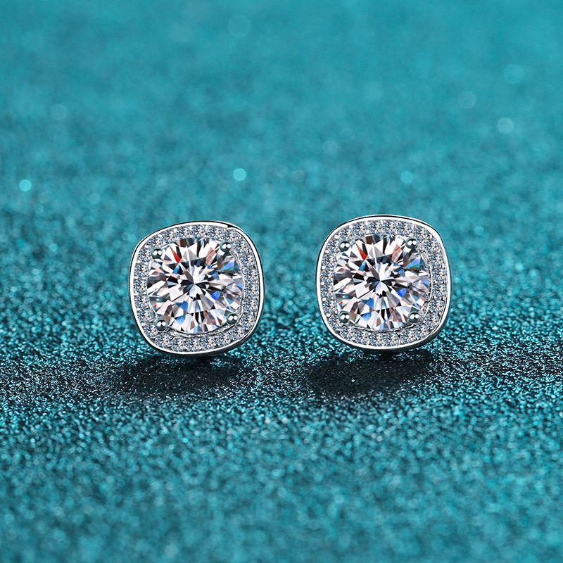 Round cut Moissanite Earrings in 925 Sterling Silver 1ct 2ct 4ct