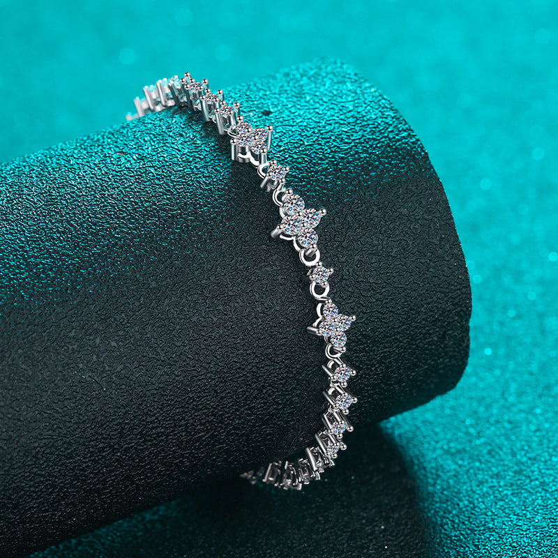 Moissanite Bracelets in 925 Sterling Silver 1.38ct 21cm