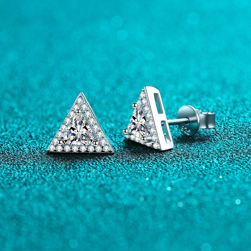 Triangle cut Moissanite Earrings in 925 Sterling Silver 1ct