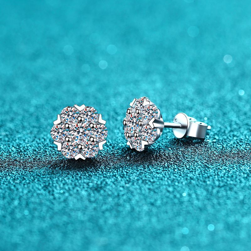 Round cut Moissanite Earrings in 925 Sterling Silver 0.48ct 1.6ct