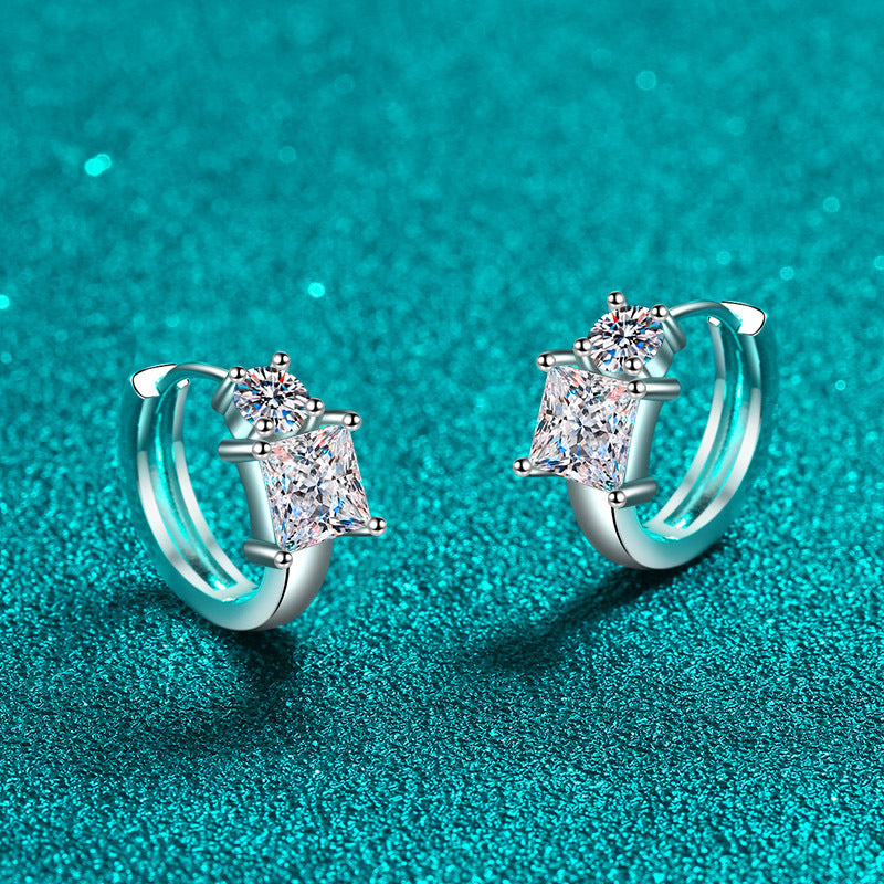 Princess cut Moissanite Earrings in 925 Sterling Silver 2.6ct
