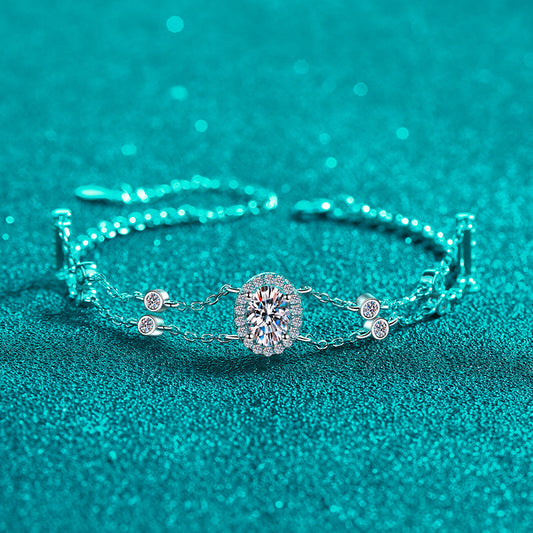Moissanite Bracelets in 925 Sterling Silver 1ct 16+5cm