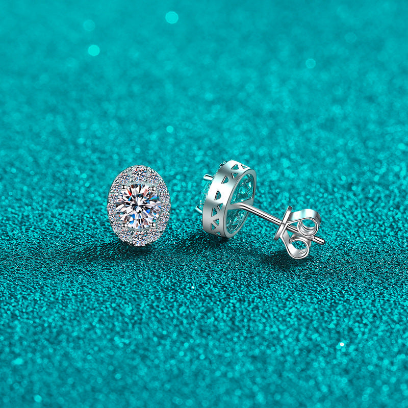 Round cut Moissanite Earrings in 925 Sterling Silver 1ct