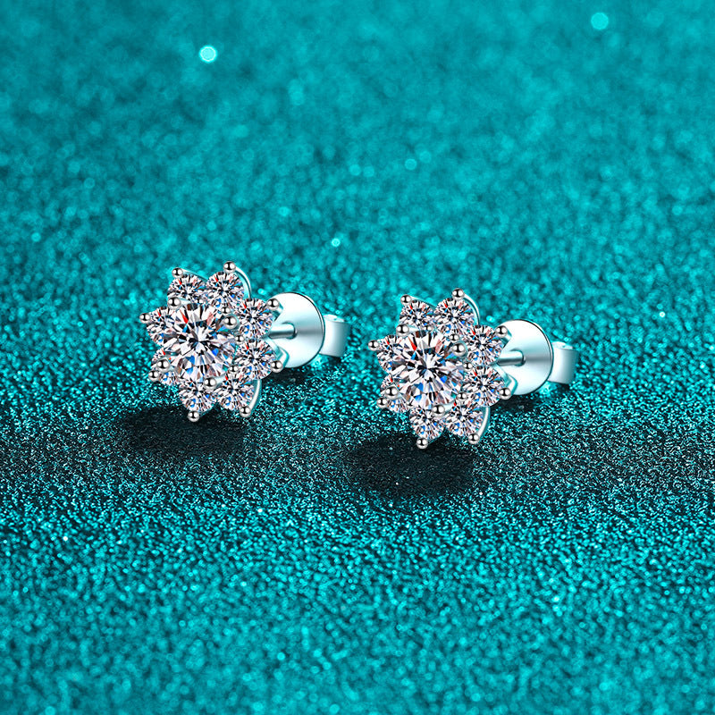 Round cut Moissanite Earrings in 925 Sterling Silver 0.6ct 1ct 2ct