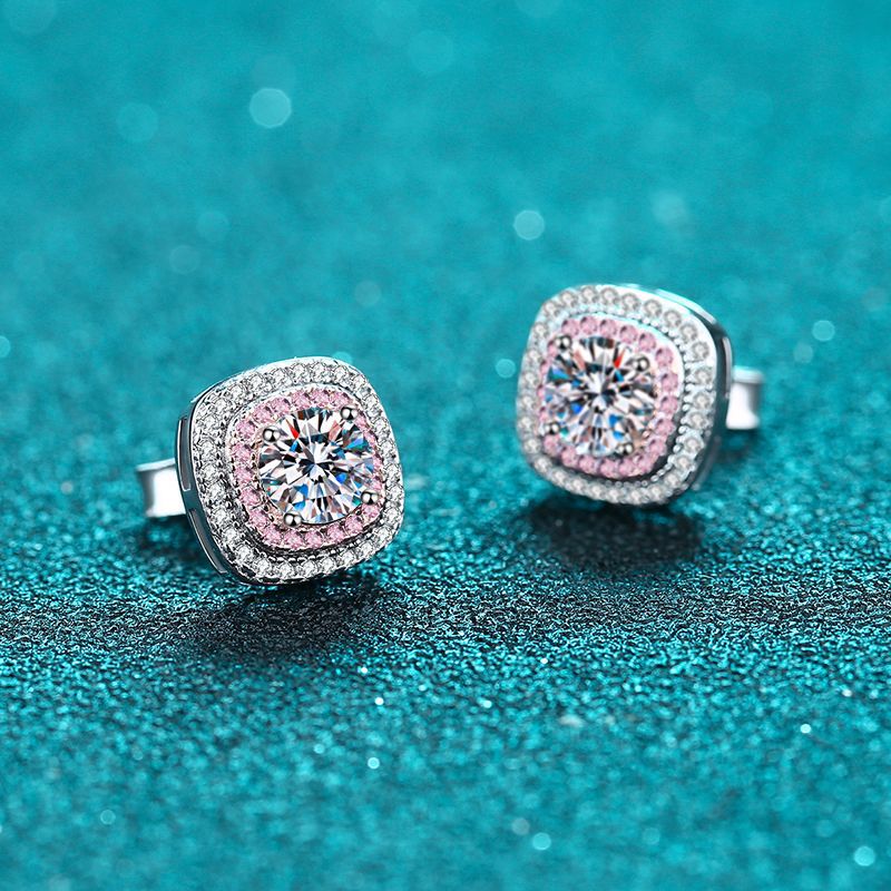 Round cut Moissanite Earrings in 925 Sterling Silver 1ct