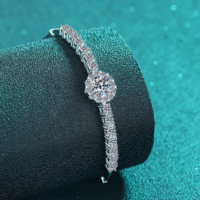 Moissanite Bracelets in 925 Sterling Silver 2.4ct 22cm