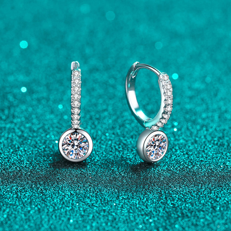 Round cut Moissanite Earrings in 925 Sterling Silver 1ct