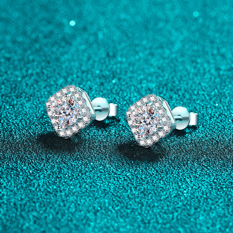 Moissanite Earrings in 925 Sterling Silver 1ct 2ct