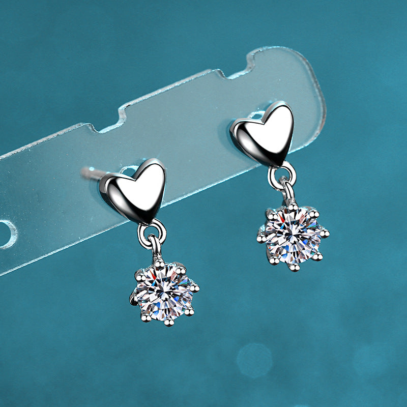 Round cut Moissanite Earrings in 925 Sterling Silver 0.6ct
