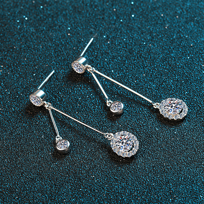 Round cut Moissanite Earrings in 925 Sterling Silver 1ct
