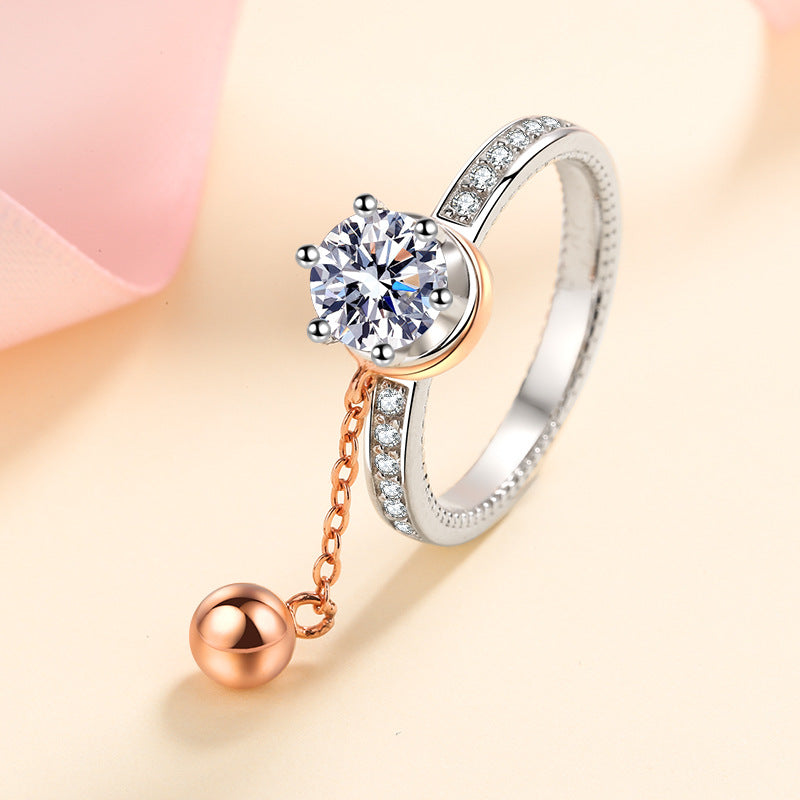 Round cut Moissanite Ring in 925 Sterling Silver 1ct