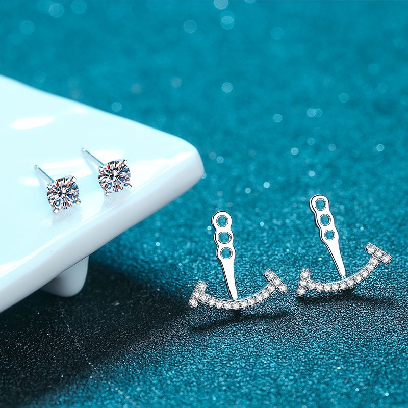Moissanite Earrings in 925 Sterling Silver
