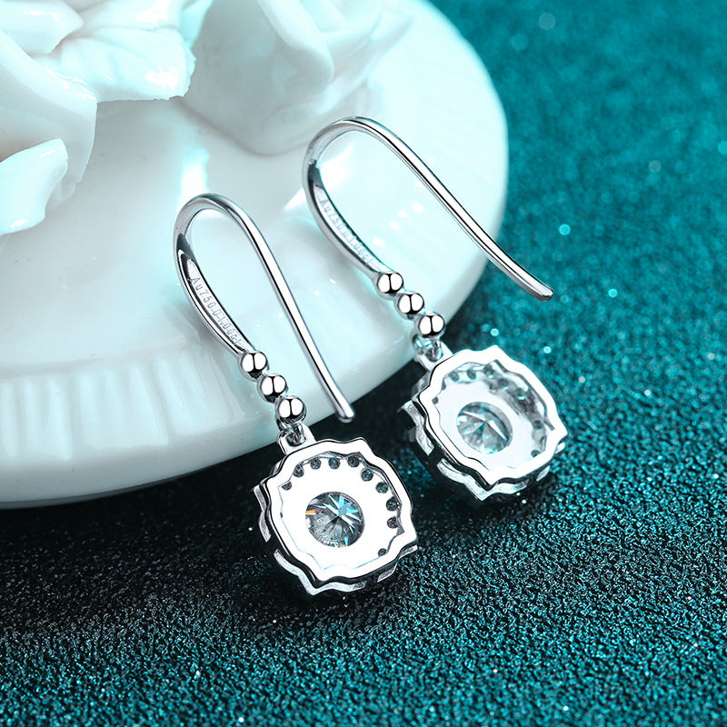 Round cut Moissanite Earrings in 925 Sterling Silver 1ct 2ct