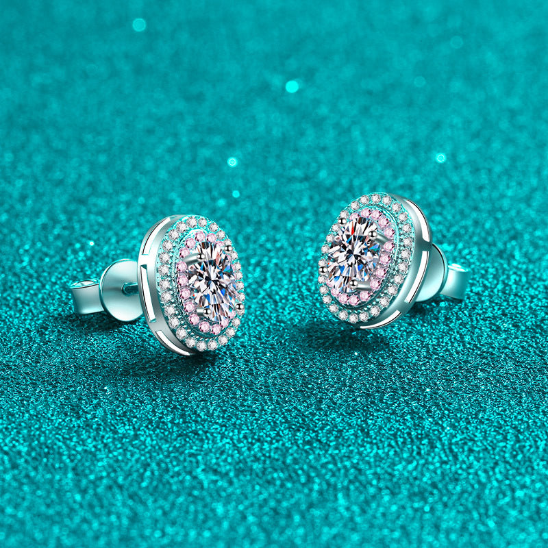 Oval cut Moissanite Earrings in 925 Sterling Silver 1ct