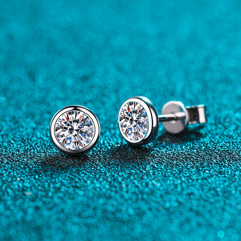 Round cut Moissanite Earrings in 925 Sterling Silver 0.6ct 1ct 2ct