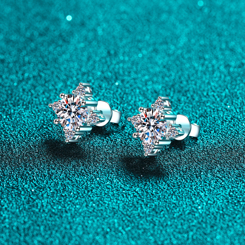 Round cut Moissanite Earrings in 925 Sterling Silver 1ct 2ct