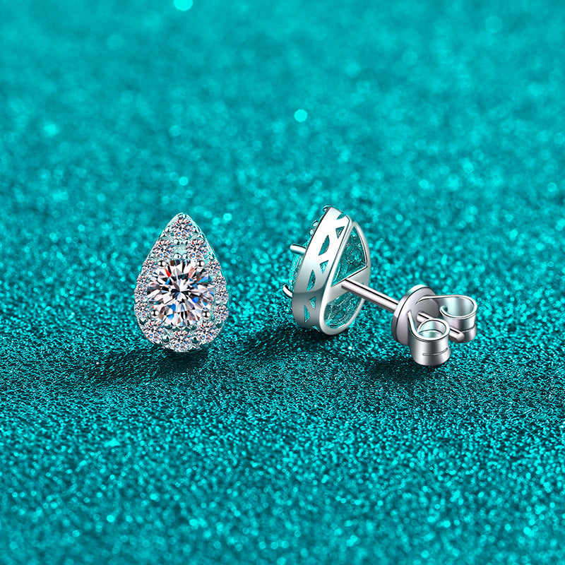 Round cut Moissanite Earrings in 925 Sterling Silver 1ct