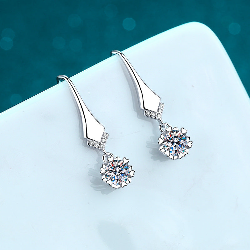 Round cut Moissanite Earrings in 925 Sterling Silver 1ct 2ct