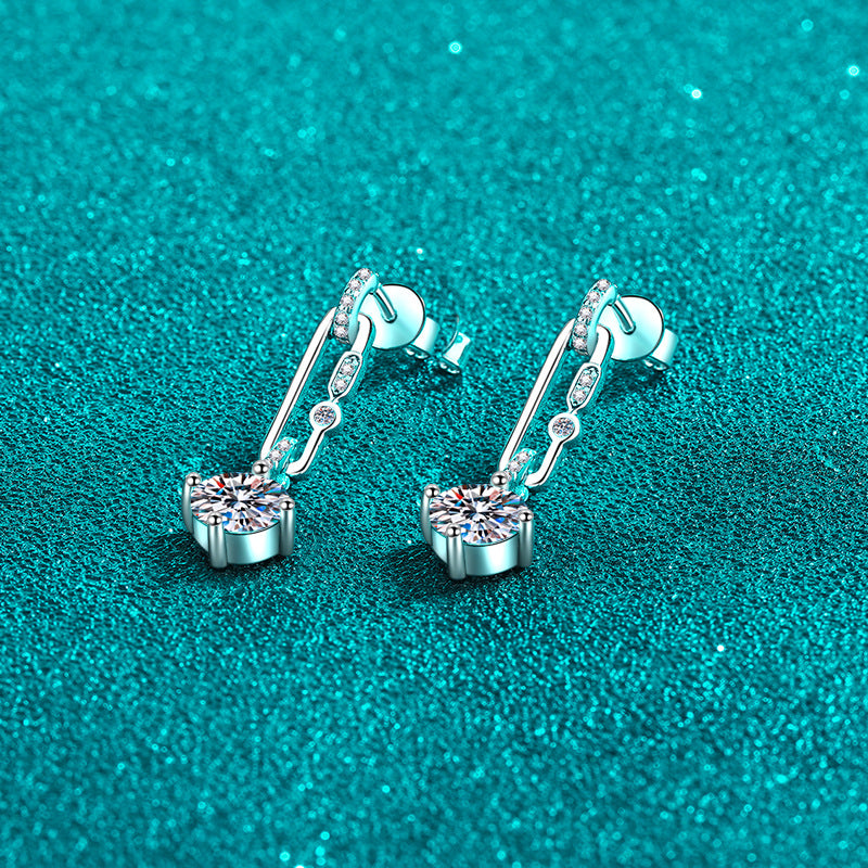 Round cut Moissanite Earrings in 925 Sterling Silver 1ct 2ct