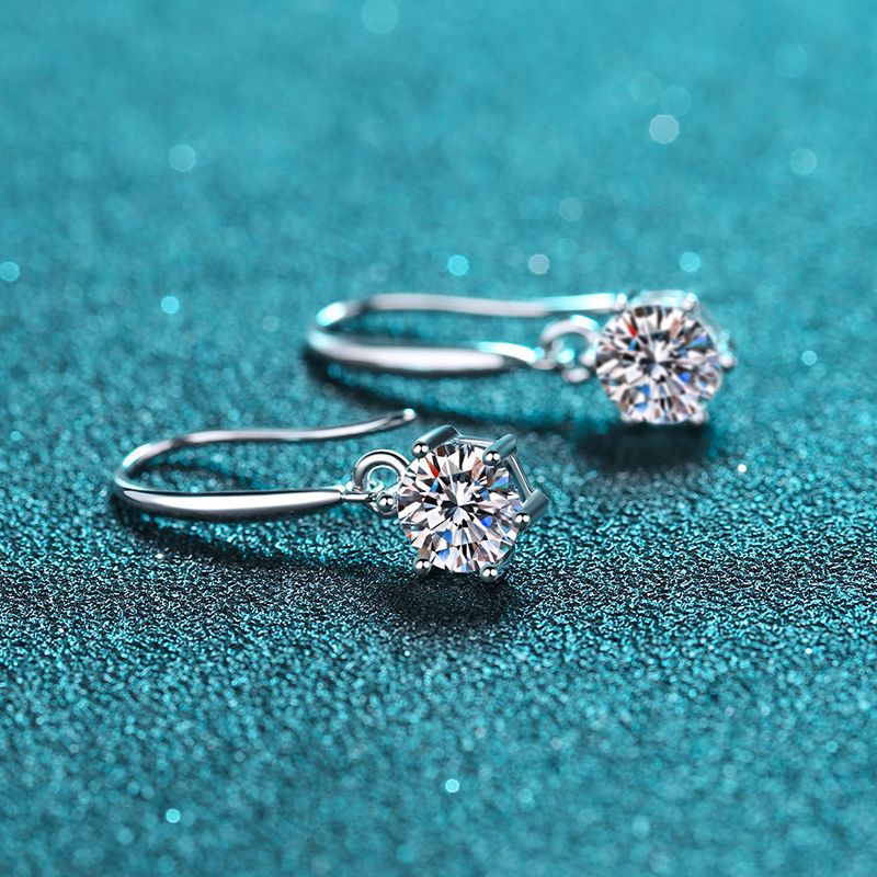 Round cut Moissanite Earrings in 925 Sterling Silver 1ct 2ct