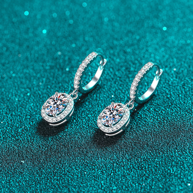 Oval cut Moissanite Earrings in 925 Sterling Silver 2ct