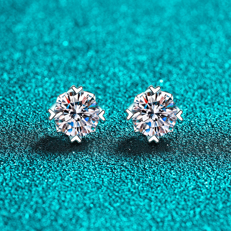 Round cut Moissanite Earrings in 925 Sterling Silver 0.6ct 1ct 2ct 4ct